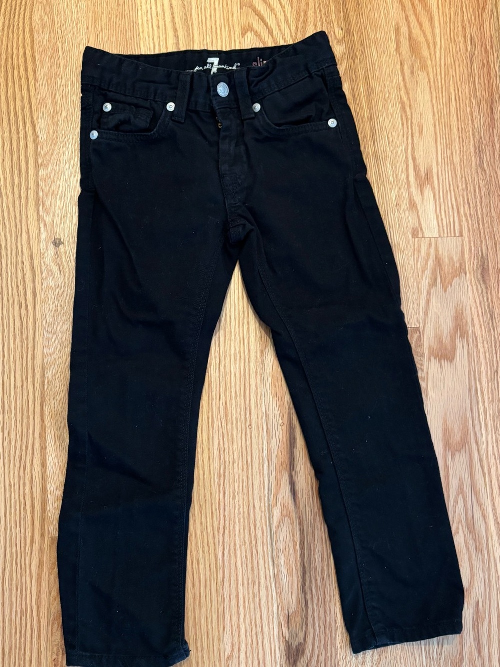 7 For All Mankind Slim Straight Black Jeans